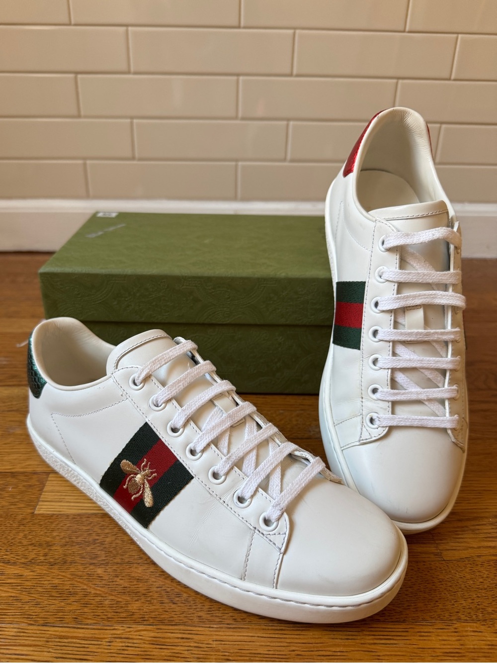 GUCCI Ace Sneakers Leather Sneakers Bee Size 38